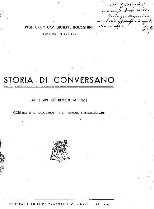 Storia di Conversano : dai tempi più remoti al 1865, corredata di documenti e tavole genealogiche